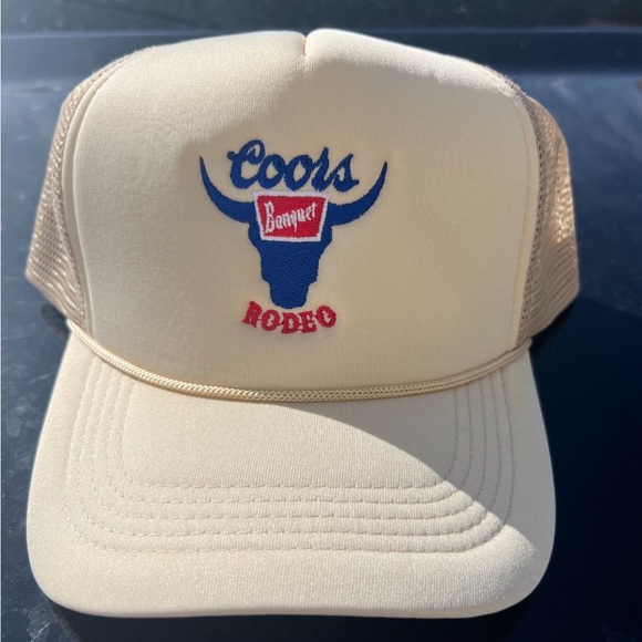 BRAND NEW Coors Banquet Rodeo beige trucker Hat with snapback with warranty! - Picture 6 of 6